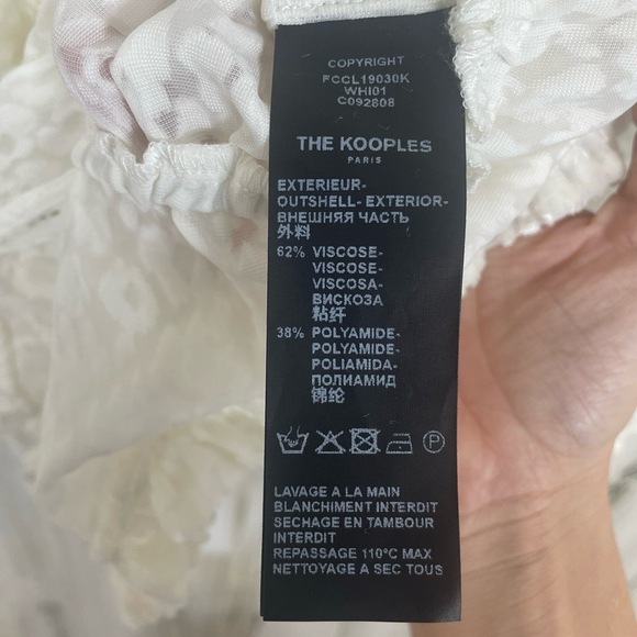 The Kooples White Sheer Velvet Button Top Blouse Flock Leo size S NWT $258 - Picture 6 of 11